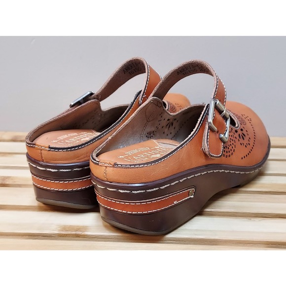 L'Artiste by Spring Step | Orange Tan | Leather Buckled Clog Size 40 US 9.5 - Picture 4 of 11